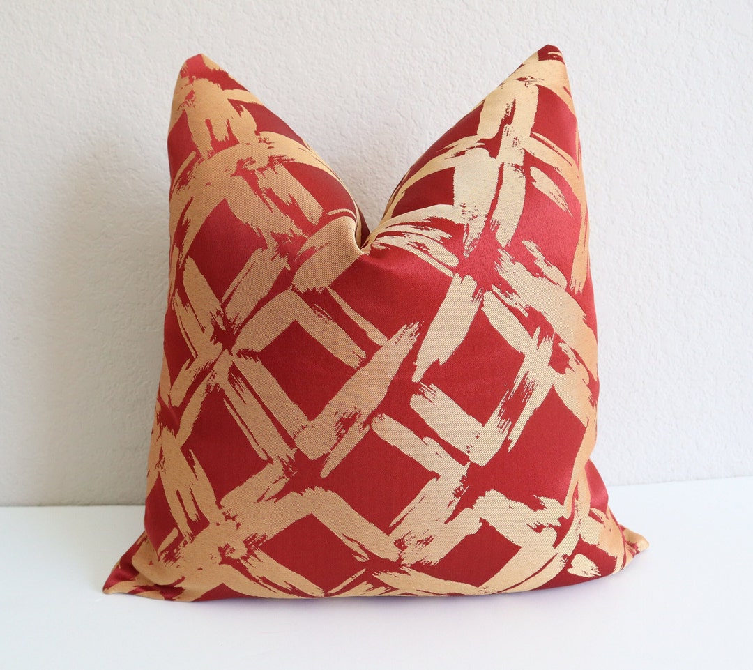 Red Gold Pillow Covers Decorative Pillow Cover Christmas Etsy