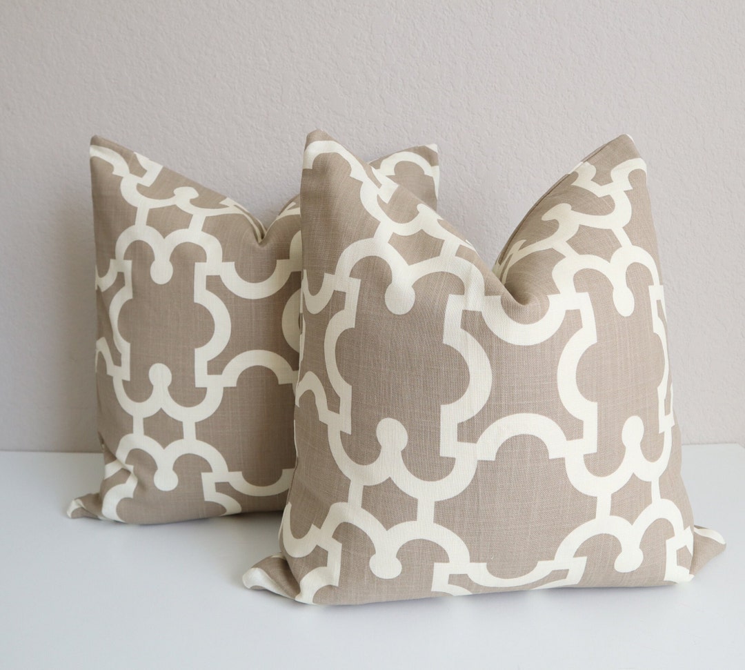 Set of Tow Pillow Covers Taupe Ivory Pillow Cover Taupe Etsy