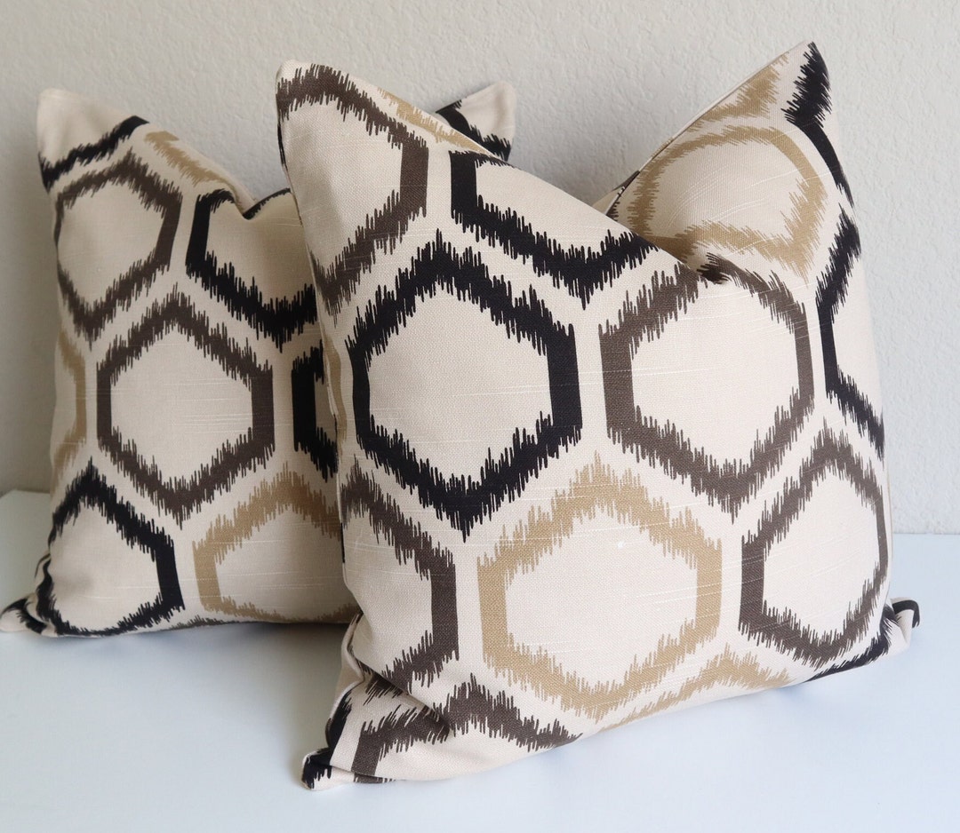 Pair of 17x17 Pillow Covers Camel Black and Light Brown Etsy