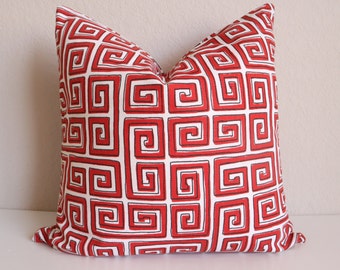 Greek Key Pillow Covers Red key Pillow Cover - Square Red Pillow Covers, Geometric Pillow Covers