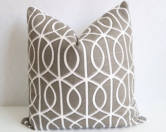 Set Of Two - Decorative Pillow Cover, White Gray Pillow, Dwell Studio Fabric, Dwell Studio Pillow Cover, Geometric Pillow, Home Decor