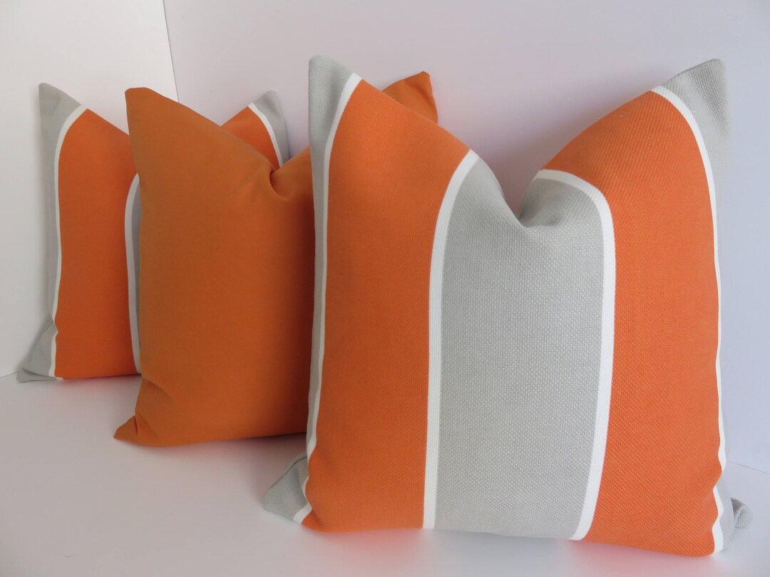 Outdoor/indoor Pillow Covers Gray Orange Pillow Covers Pillow Covers