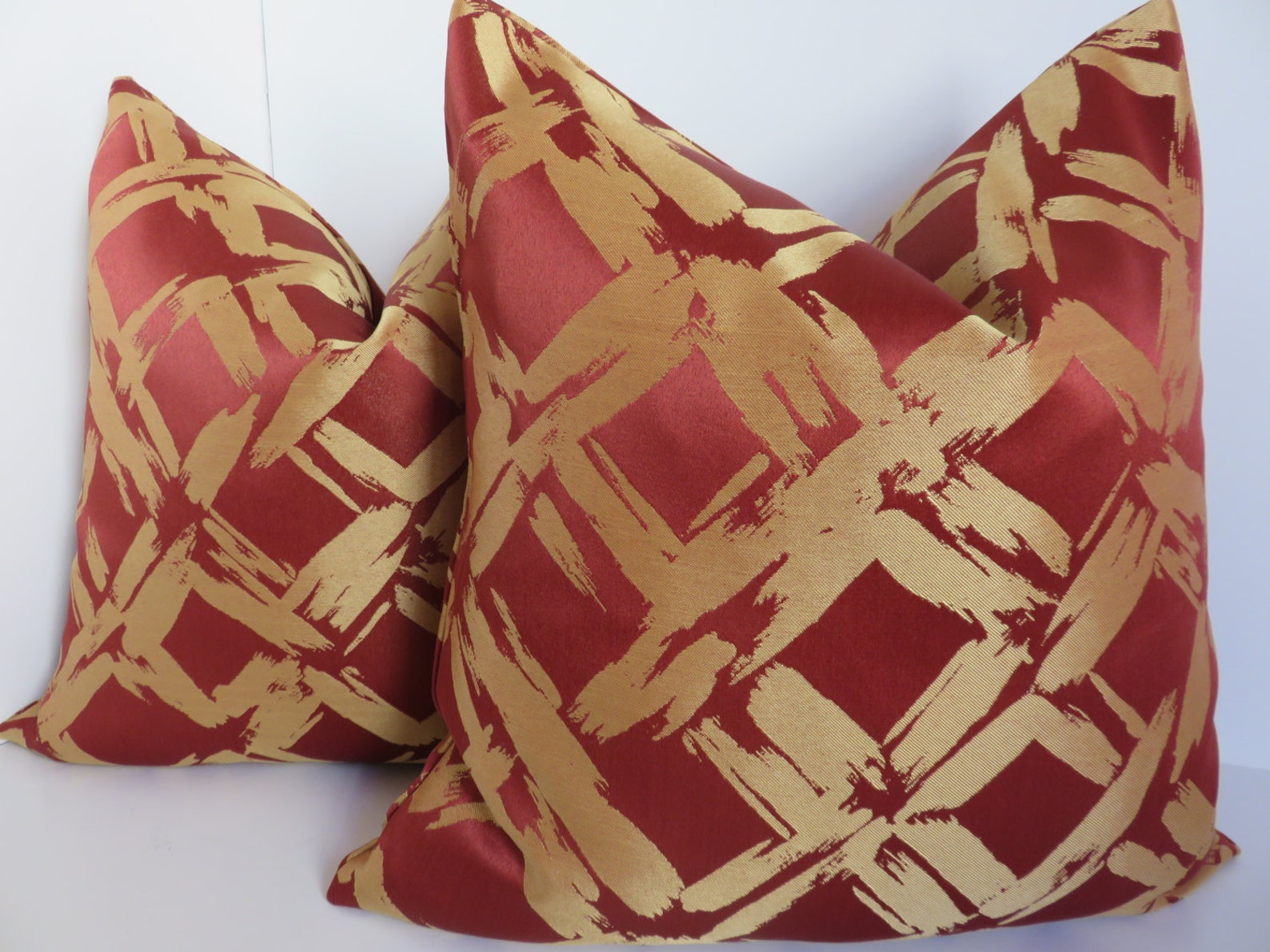 Christmas Pillow Cover 20x20 Pillow Cover Red Gold Pillow Etsy