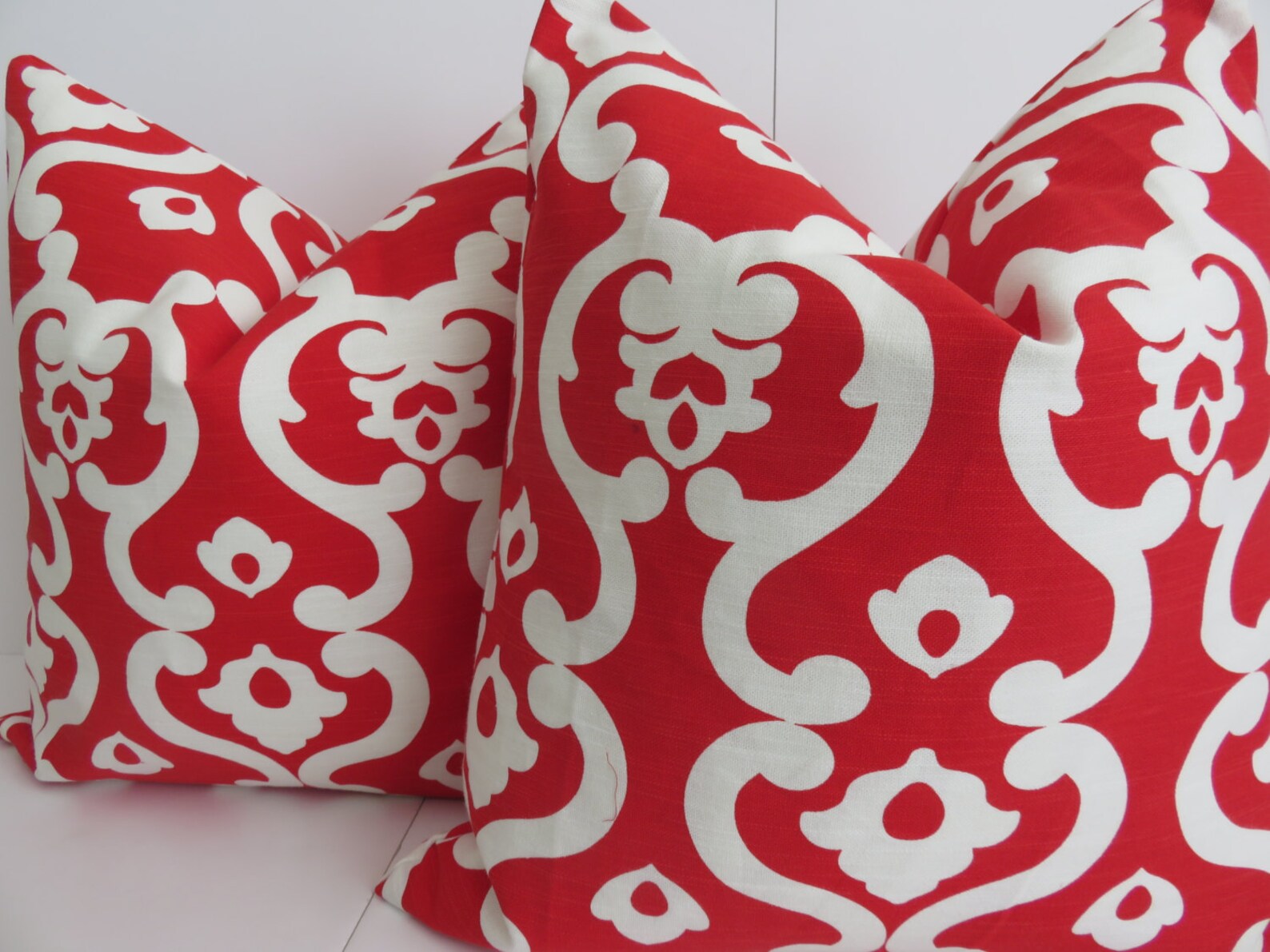2 Pillow Covers 20x20 Damask Red White Pillow Covers Etsy