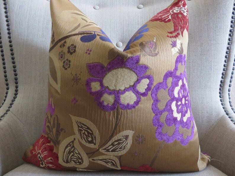 Pair Pillows Purple Red Brown Gold Pillow Cover Accent Etsy