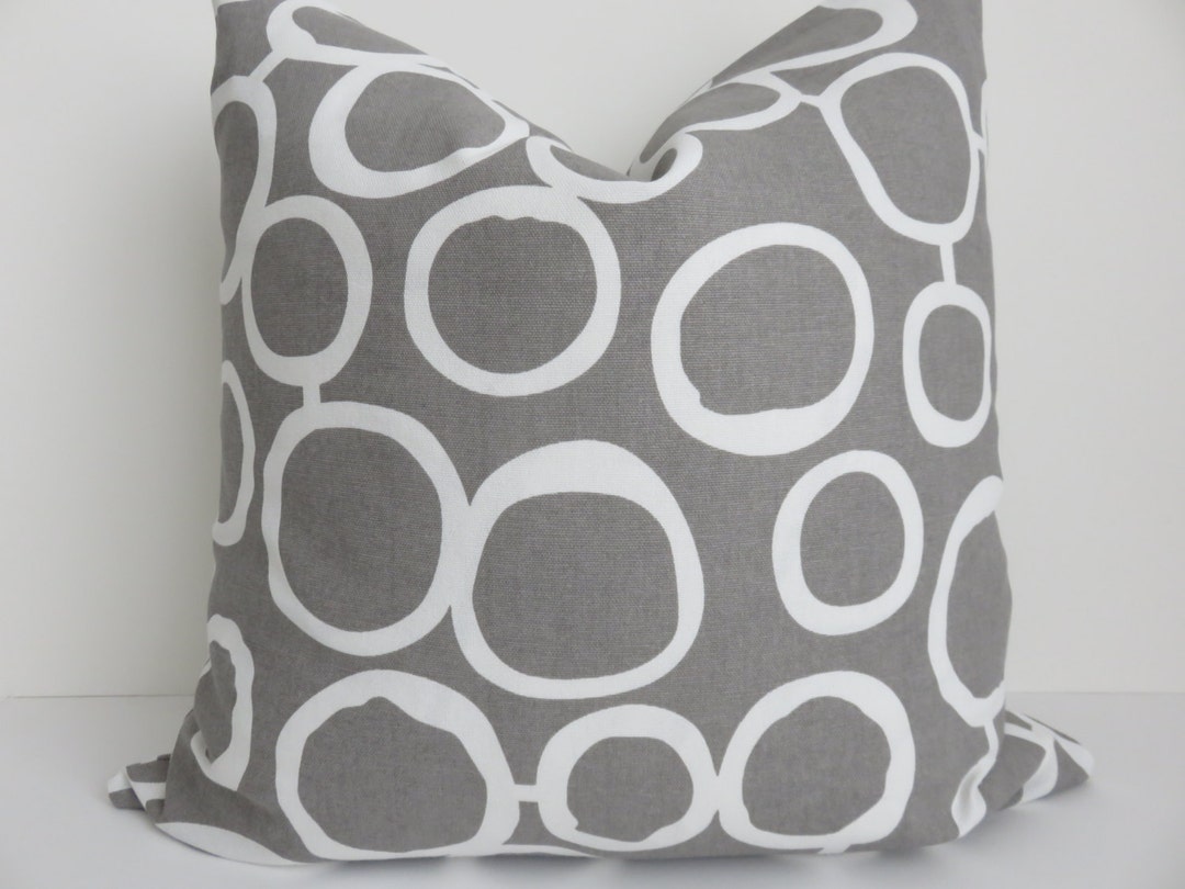 Gray White Pillow Cover 20x20 Pillow Cover Gray Pillow Cover Print