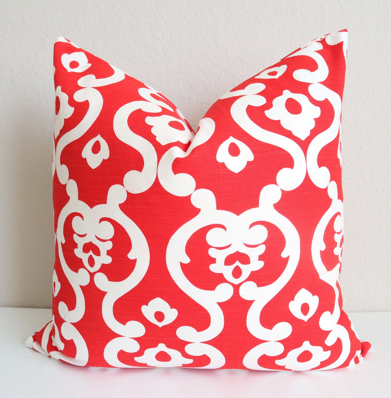 2 Pillow Covers 20x20 Damask Red White Pillow Covers Red Etsy