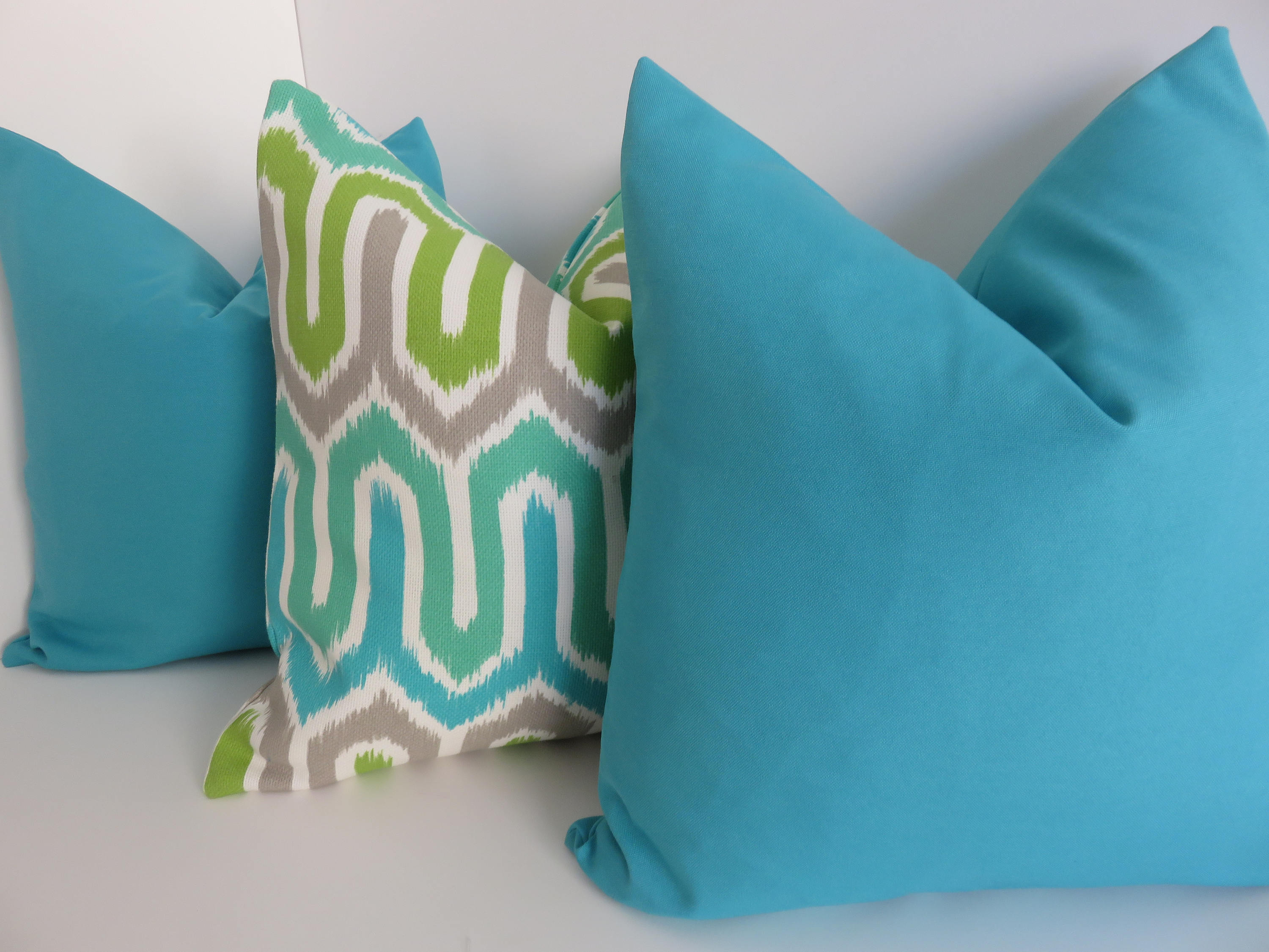 Outdoor/Indoor Turquoise Green Grey Pillow covers Outdoor Etsy