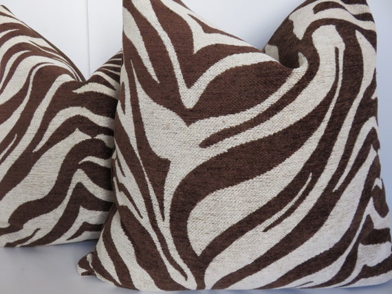 Zebra Pillow Cover Brown Cream Pillow Brown Zebra Pillow Etsy
