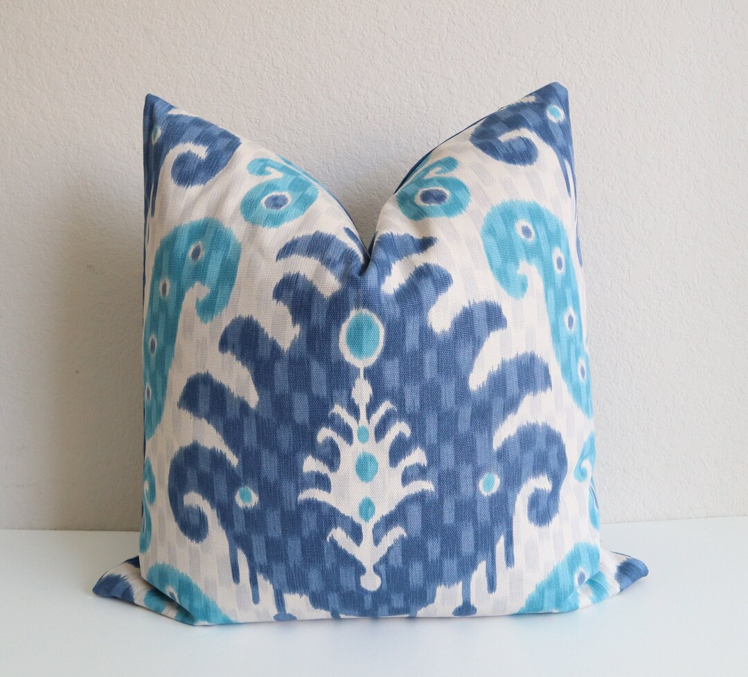 Royal Blue Light Gray Aqua Pillow Covers pillow Covers Decorative
