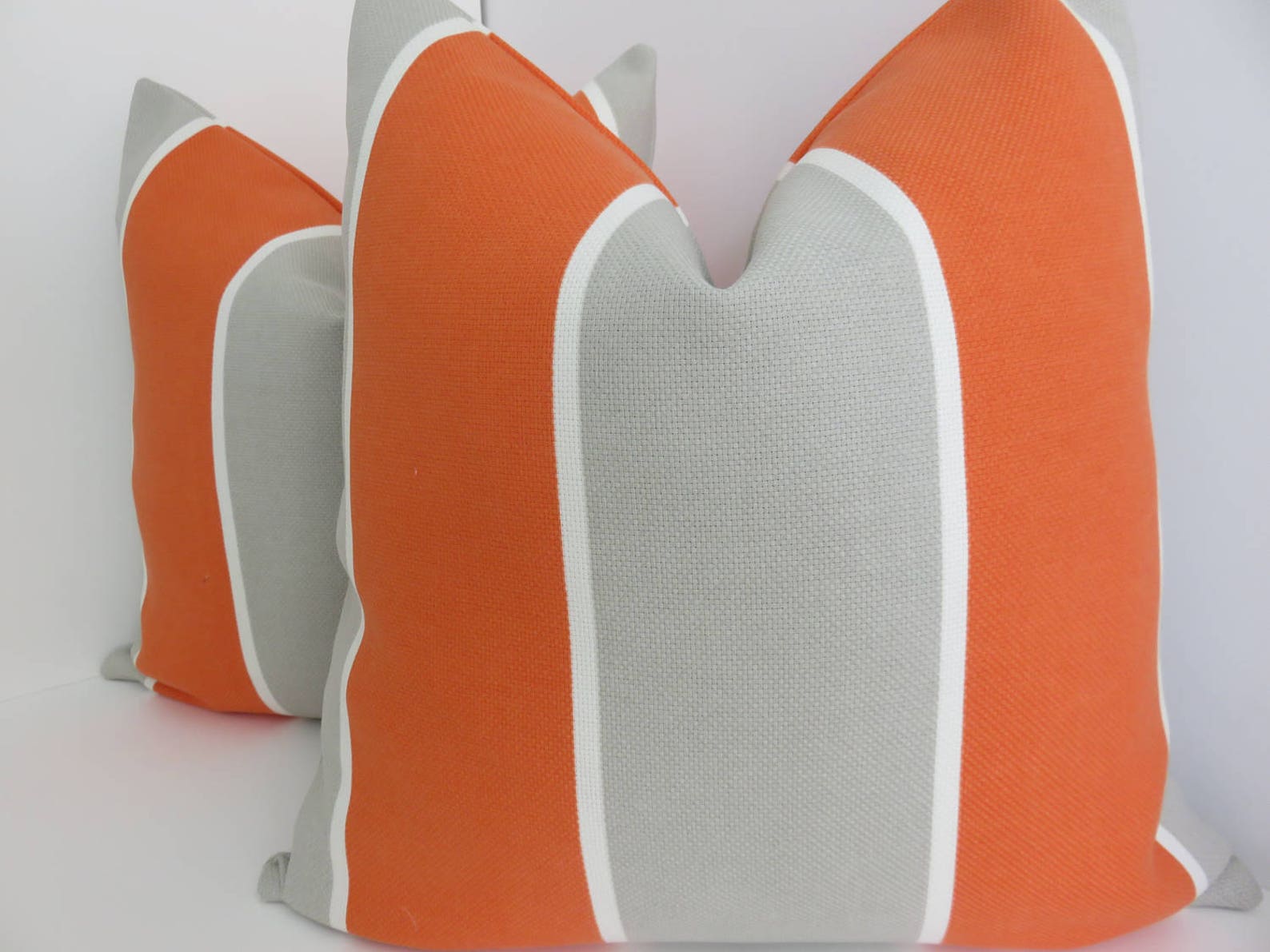 Outdoor/indoor Pillow Covers Gray Orange Pillow Covers Etsy