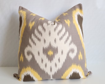 SET OF 2 Batavia Yellow Citrine Pillow, Ikat Batavia Cream Pillow Covers 20X20 Yellow Citrine Pillow Covers, Cushion Cover