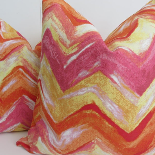 Chevron Pillow Cover- Pink Chevron Pillow - Yellow Chevron Pillow- Pillow Cover - Orange Pillow - Chevron Pillow - Zig zag Pillow