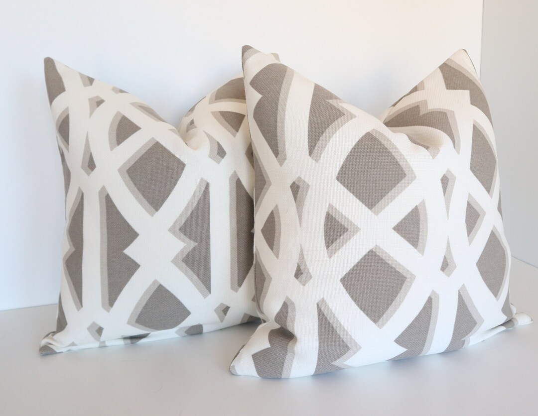 Grey White Pillow Cover, Outdoor Pillow Cover, Pillow Cover, Outdoor Pillow, Grey Outdoor Pillow