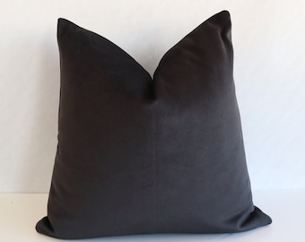 Triple Brushed Backed Canvas Pillow Cover, Black Pillow Cover, Solid Pillow Cover