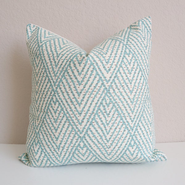 Aqua Pillow covers, Chevron Pillows, Cream Pillow covers, Zig zag Pillow Covers, Ikat Pillows, Teal Pillow Covers, Tahitian Stitch Pillow