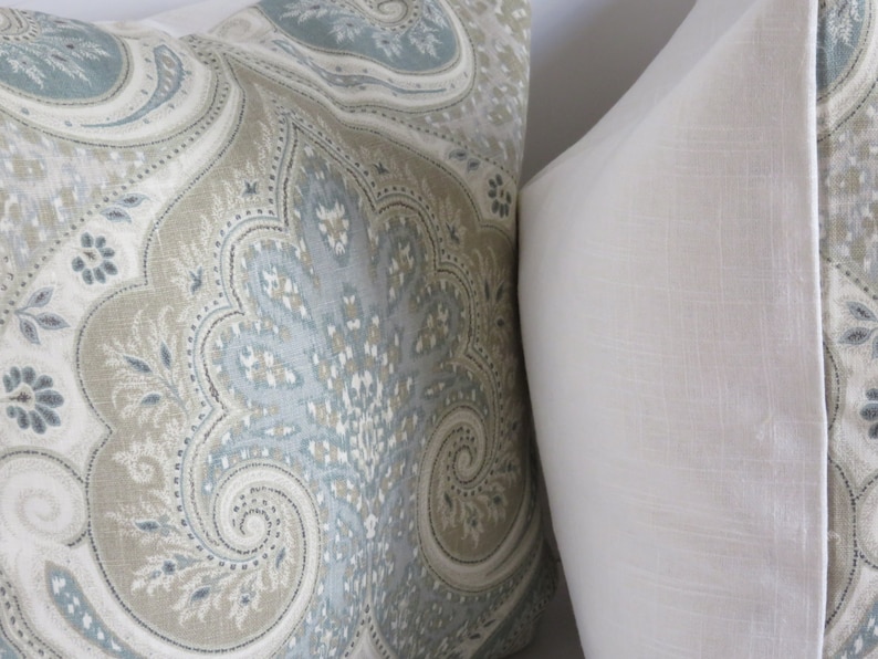 Kravet Pillow Cover Light Blue Gray Pillow Cover Paisley Etsy