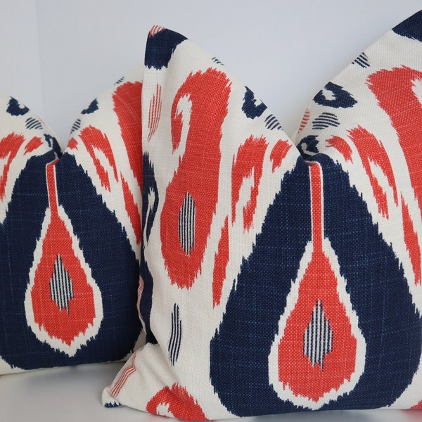 Navy Coral Pillow Etsy