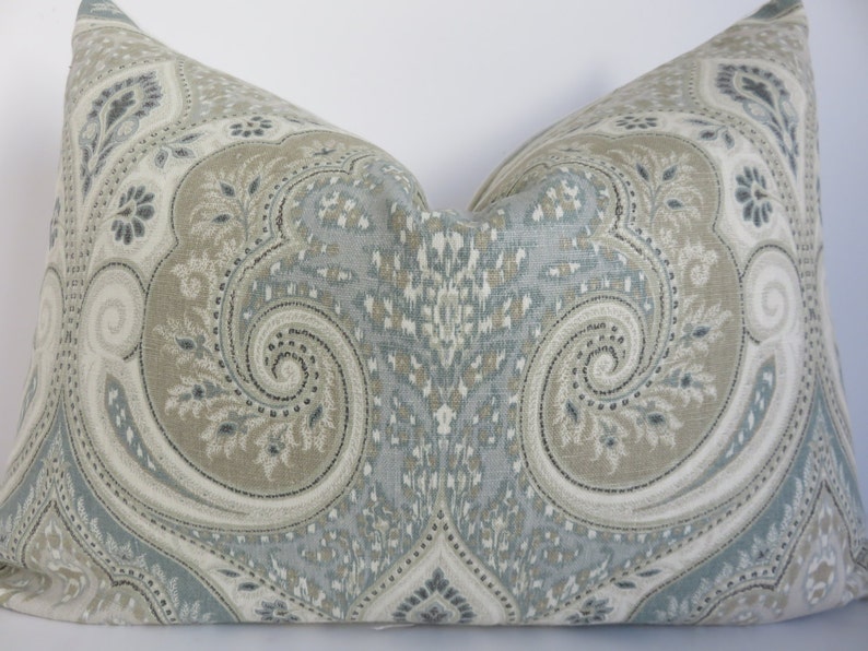 Kravet Pillow Cover Light Blue Gray Pillow Cover Paisley Etsy