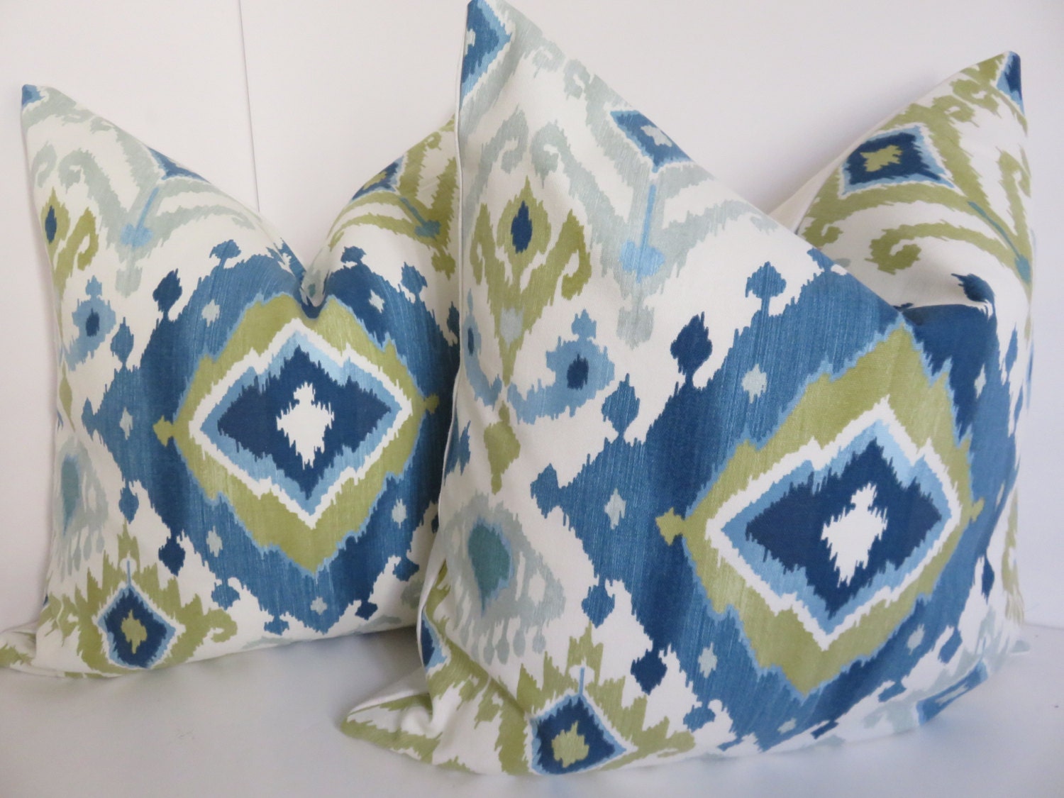 Ikat Blue and Cream Pillow Covers Sky Blue Pillow Cover Cream Etsy