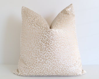 Premium Cream Gold Cheetah Pillow Cover, Cheetah Pillow Cover, Phanter Gold Cream Pillow