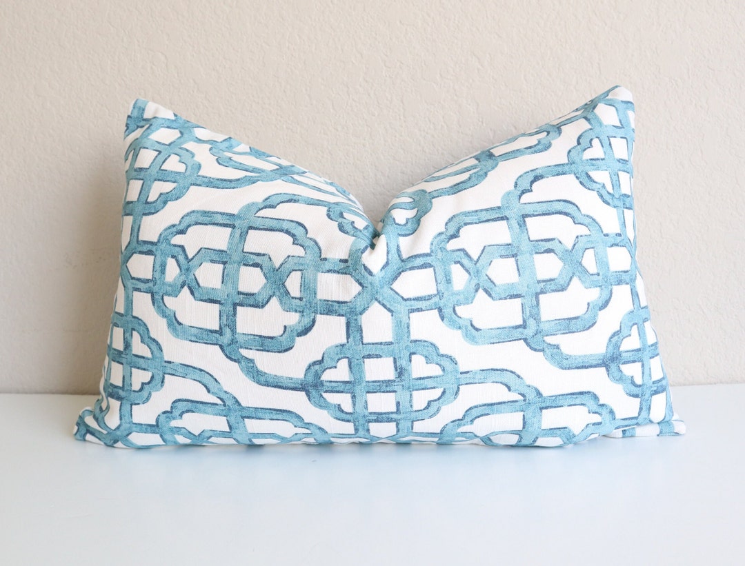 Imperial Seaside Lattice Pillow Covers White Blue Pillow Cover Blue