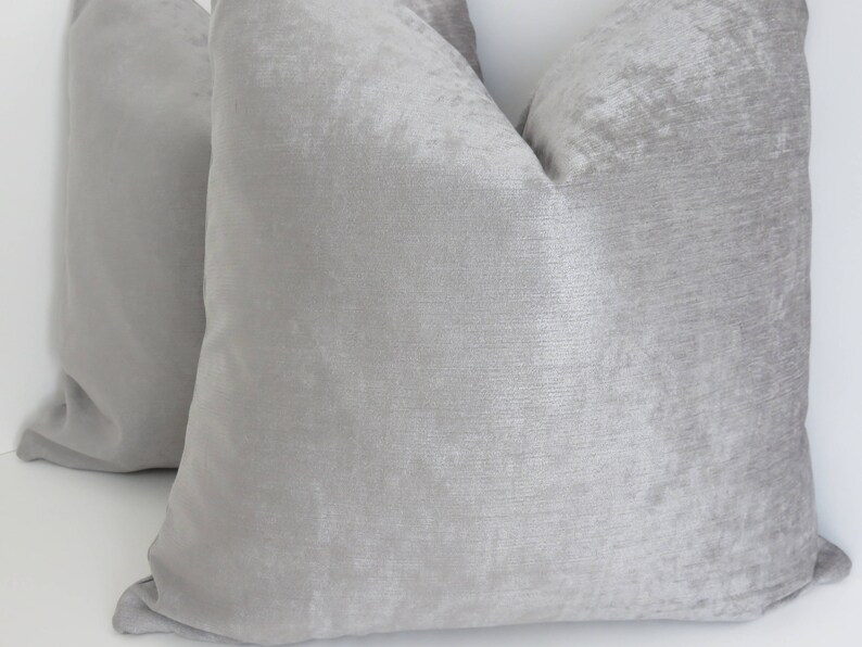 Silver Velvet Pillow Cover Silver Tomiko Pillow Etsy