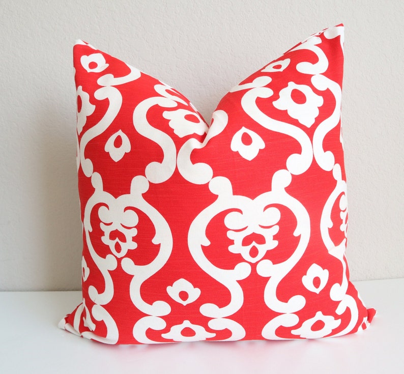 2 Pillow Covers 20x20 Damask Red White Pillow Covers Red Etsy
