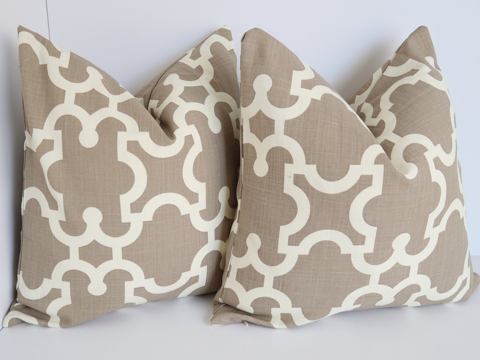 2 Pillow covers 18x18 Taupe Ivory Pillow Cover Taupe Pillows Etsy