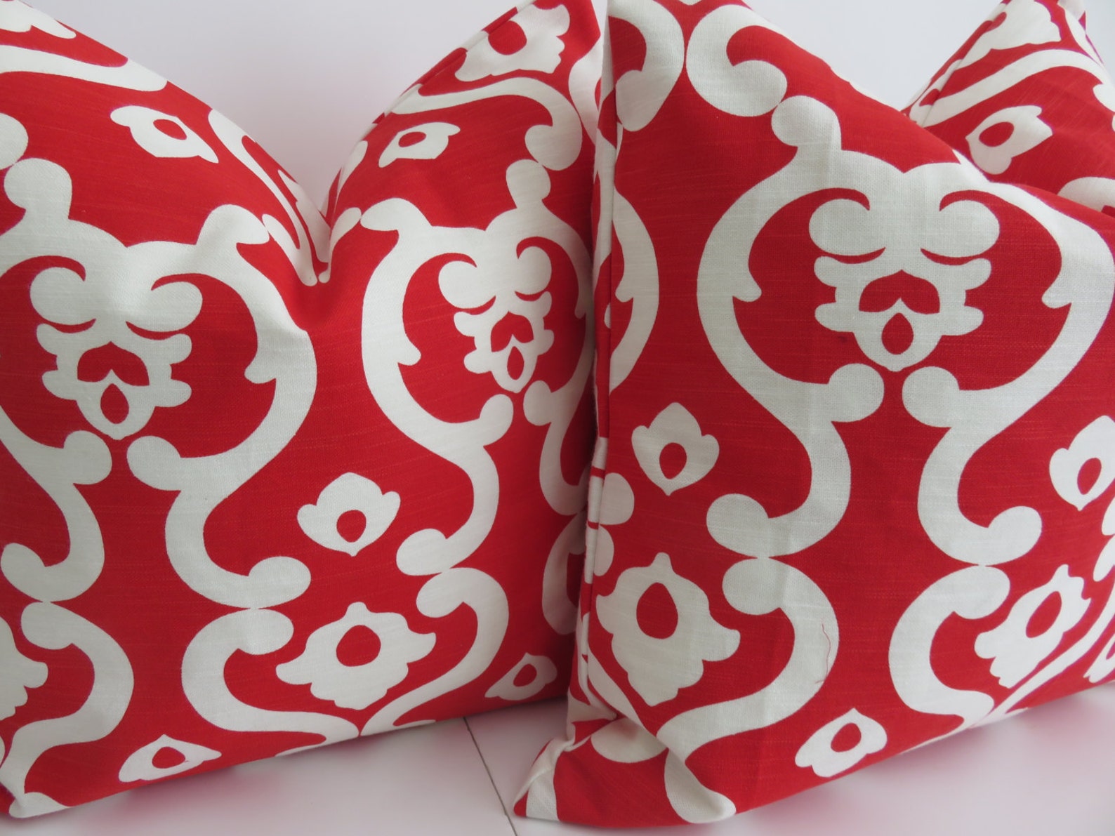 2 Pillow Covers 20x20 Damask Red White Pillow Covers Etsy