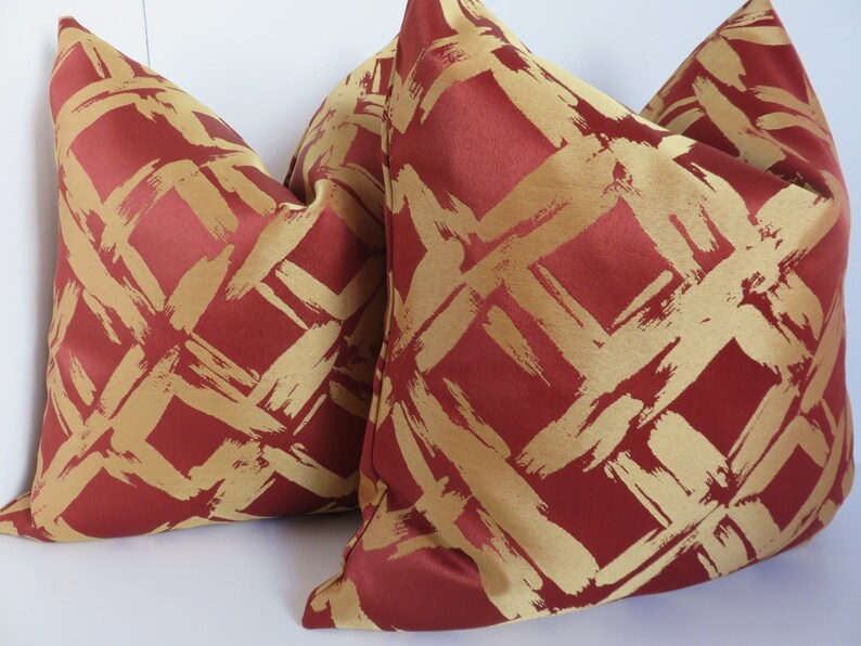 Christmas Pillow Cover 20x20 Pillow Cover Red Gold Pillow Etsy