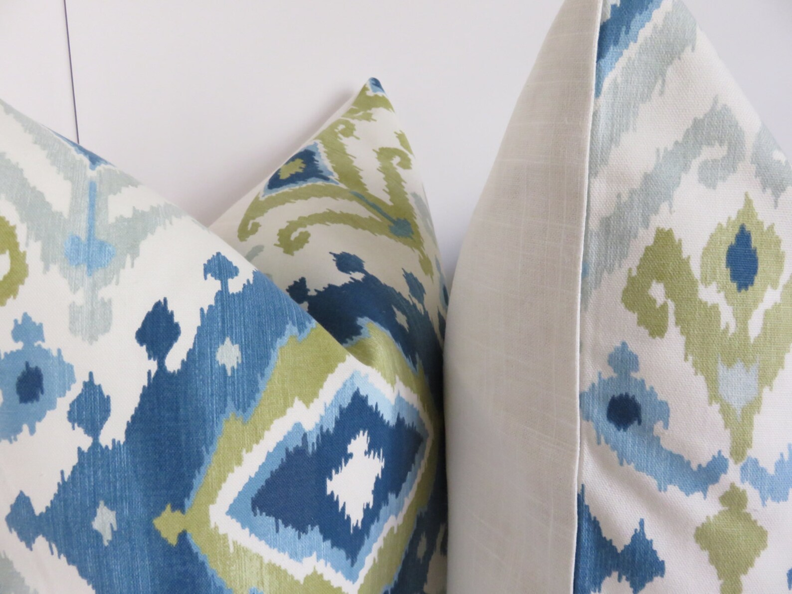 Ikat Blue and Cream Pillow Covers Sky Blue Pillow Cover Cream Etsy
