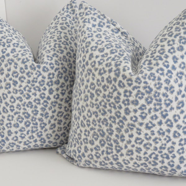 Pillow Covers - Blue Cheetah Pillow Cover - Pillow Cover - Blue Leopard Pillow - Blue Cheetah Print Pillows- Light Blue Pillow