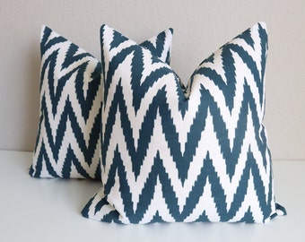 Blue, White Pillow Covers, Pillow Covers 17x17, Chevron Blue Pillow Cover, Decorative Cover 17x17