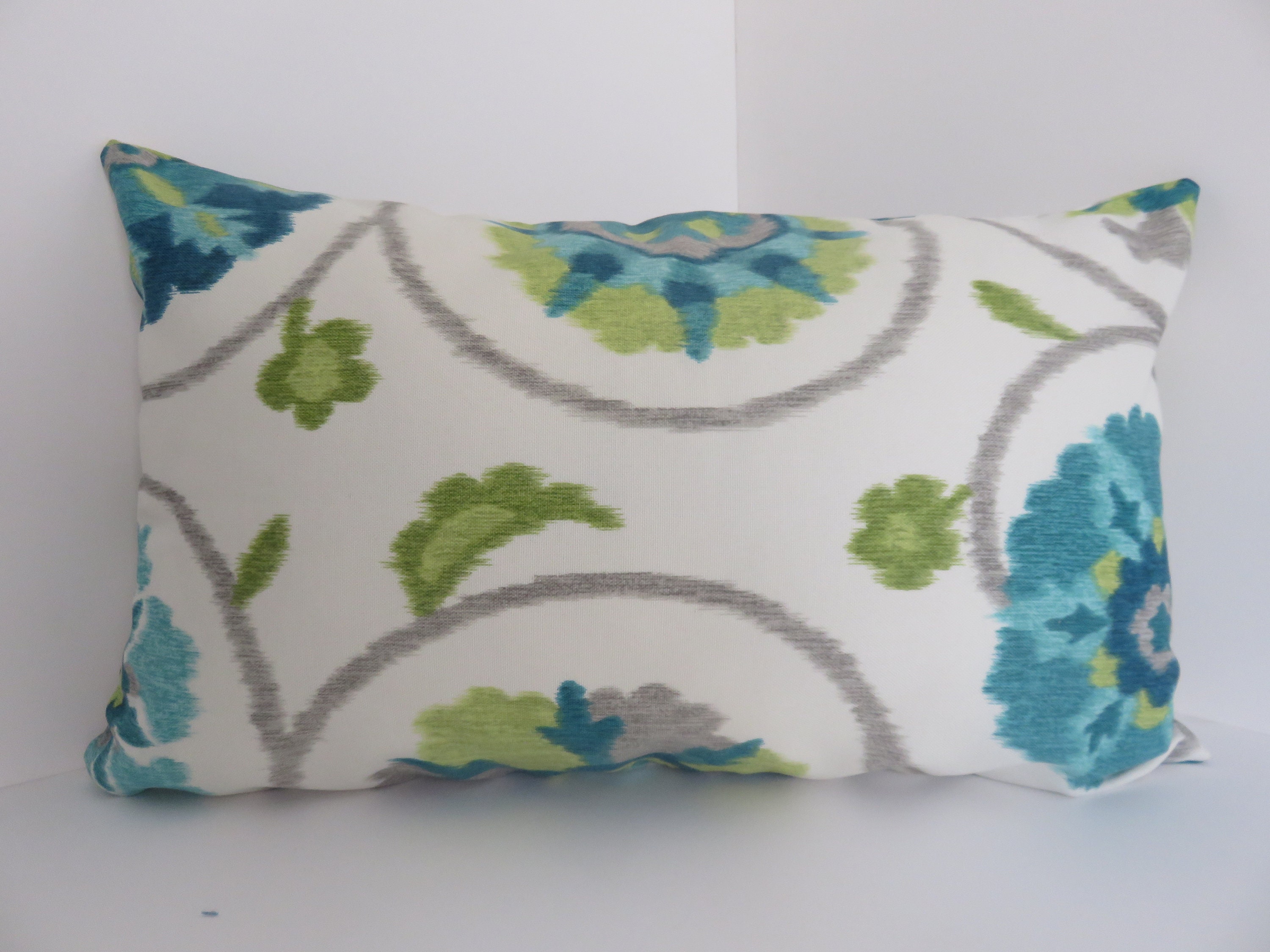 Outdoor/Indoor Pillow Covers Turquoise Green Gray Pillow Etsy
