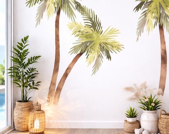 Tropical Palm Tree Wall Decals, Beach House Removable Wall Art, Home decor