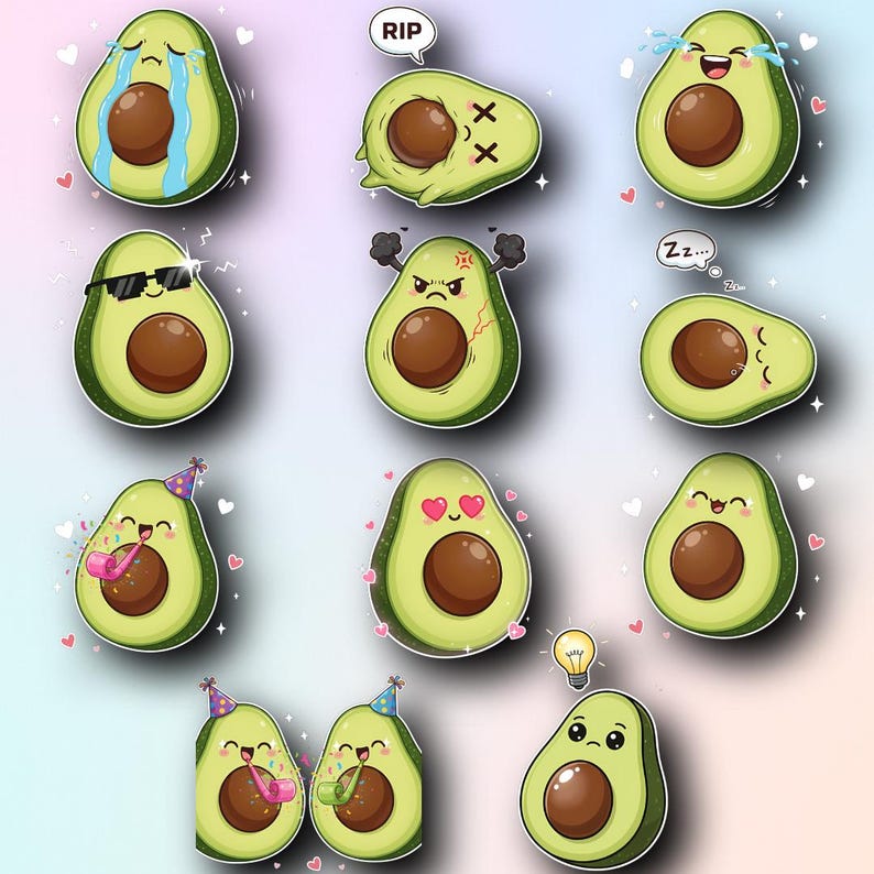 Megapack 23 Animated and Static Avocado Emotes | Avocado Twitch Emotes ...