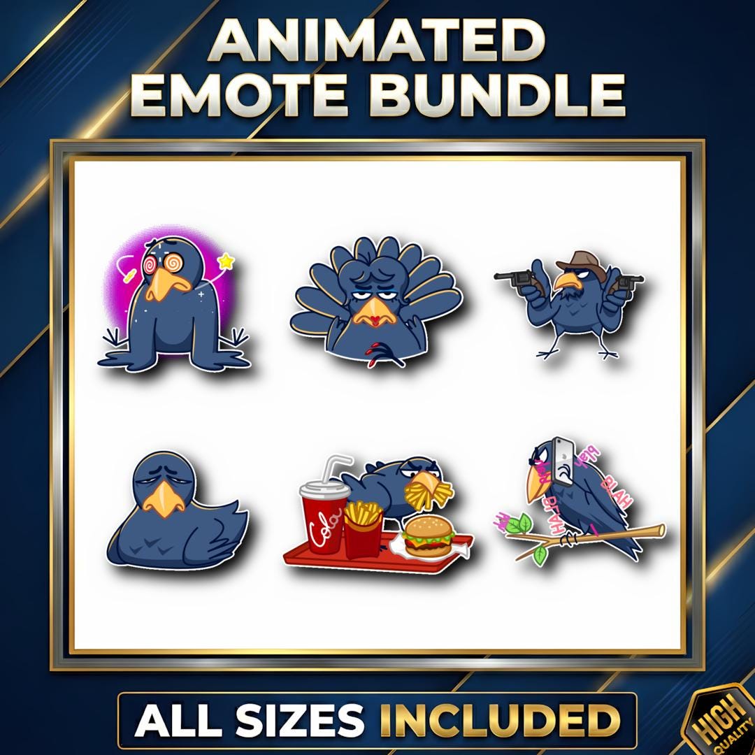 Mega Pack 33 Animated Raven Emotes | Raven Gifs for Twitch, Kick and ...