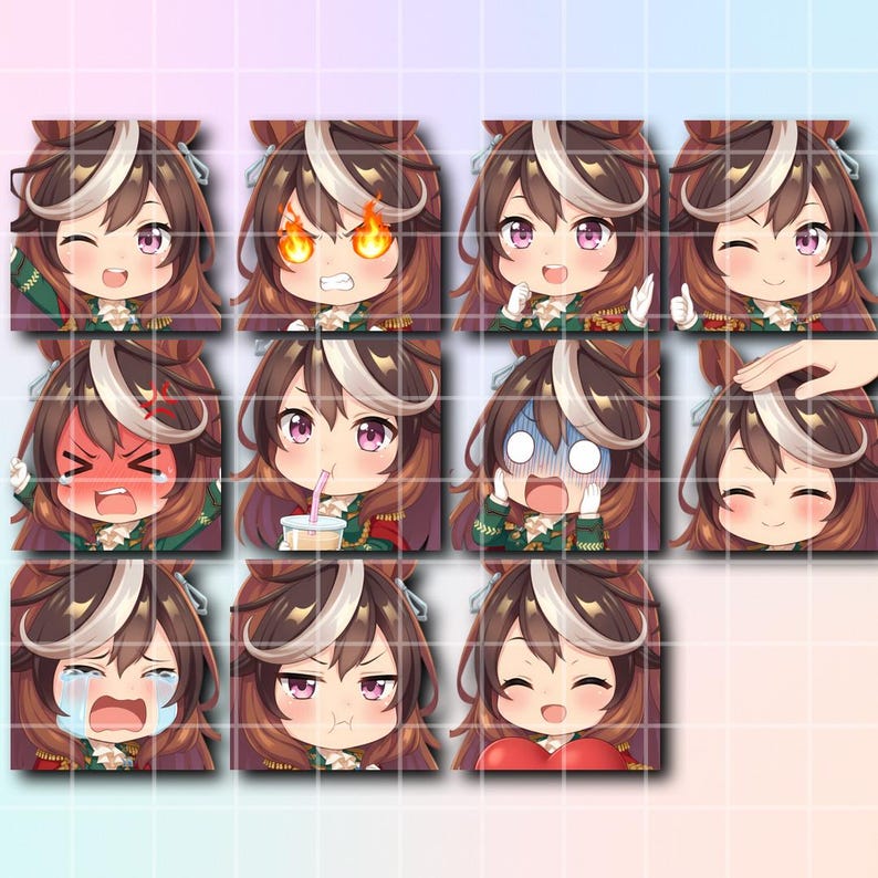 22 Symboli Rudolf Emotes, Umamusume Anime Chibi Stickers for Twitch ...