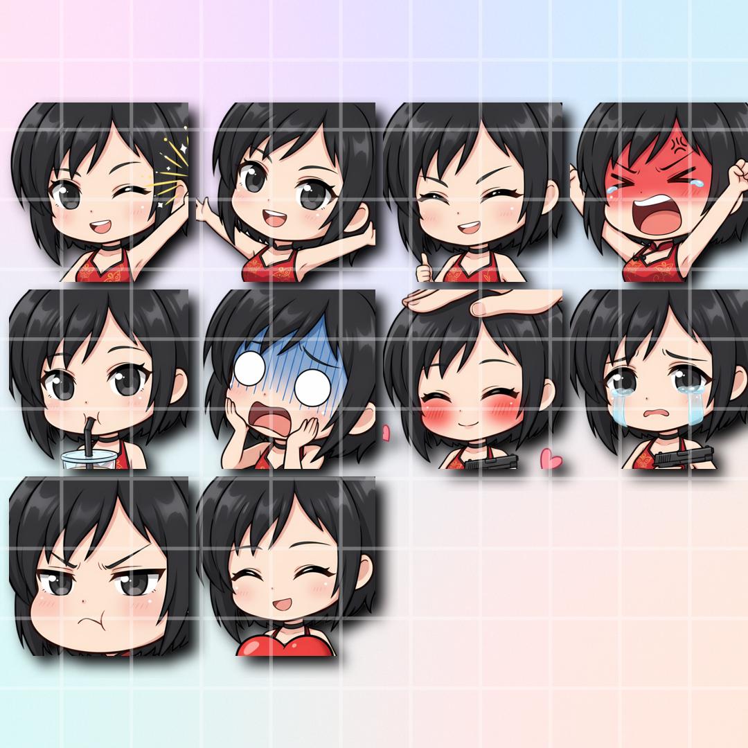 20 emotes da Ada Wong, figurinhas chibi de anime para Twitch, Kick ...