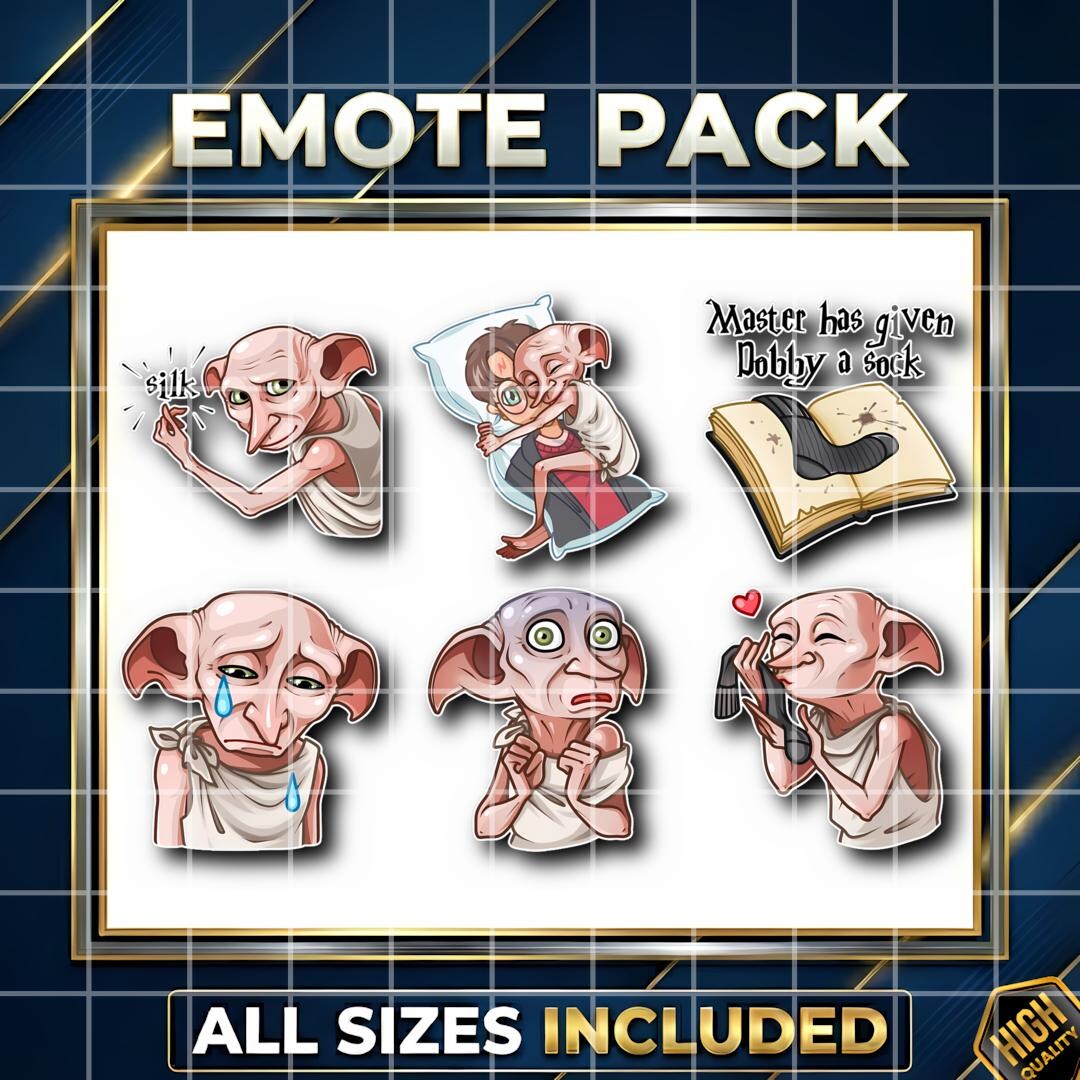 20 Dobby Emotes and Stickers for Twitch, Discord, and Kick | H. POTTER ...