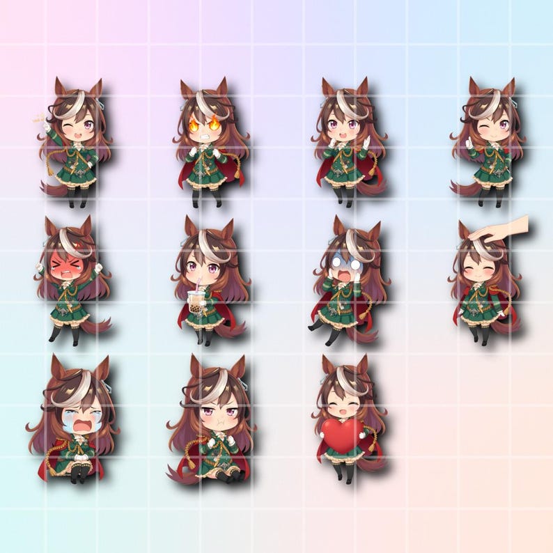22 Symboli Rudolf Emotes, Umamusume Anime Chibi Stickers for Twitch ...