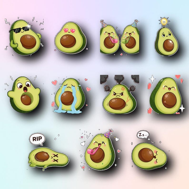 Megapack 23 Animated and Static Avocado Emotes | Avocado Twitch Emotes ...