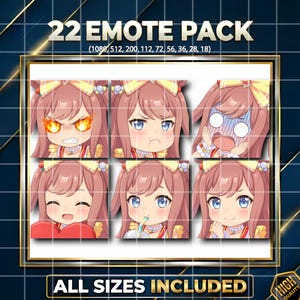 22 Emotes de Agnes Digital, stickers de Umamusume Anime Chibi Twitch, Kick, Discord y YouTube | Alta Resolución |Stickers WhatsApp, Telegram