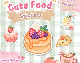 40 pegatinas para planificar comidas para GoodNotes / Pegatinas lindas para planificar comidas / Kawaii PNG