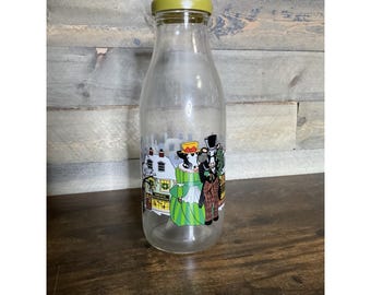 Botella de leche de vidrio vintage Sherwood Brands Cow-lectable para Santa Claus, 1 cuarto de galón.