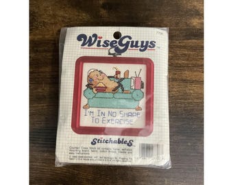 Vintage borduurpakketten Afmetingen Wise Guys Stitchables Coach Potato