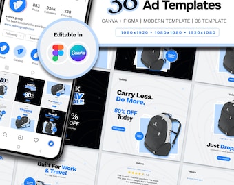 38 Editable E-commerce Ad Templates Bundle (Canva & Figma)
