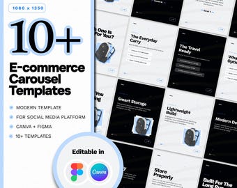 10 Ecommerce Instagram Carousel Templates Canva Figma | Social Media Posts for Shopify Online Store | Small Business Marketing Kit