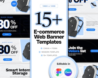 Moderna bannermallar för e-handelswebbplatser (Canva och Figma)